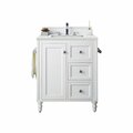 James Martin Vanities Copper Cove Encore 30in Single Vanity, Bright White w/ 3 CM Ethereal Noctis Quartz Top 301-V30-BW-3ENC